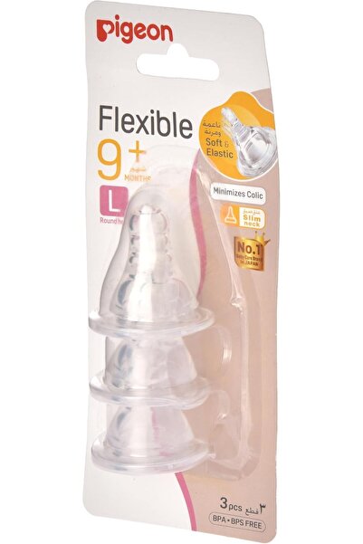 Pigeon حلمة تمعجية ذات رقبة ضيقة مقاس L - 3 قطع