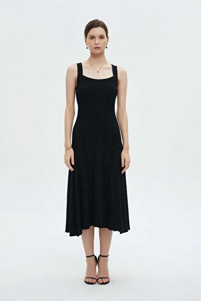 mica Solid Strap Midi Dress