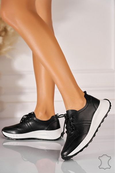 Joana Black Katana Genuine Leather Sneakers
