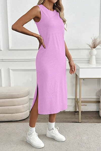 JADİYA Pink Women's Slit Stylish Sporty 125 cm Long Cotton Combed Knee Length...