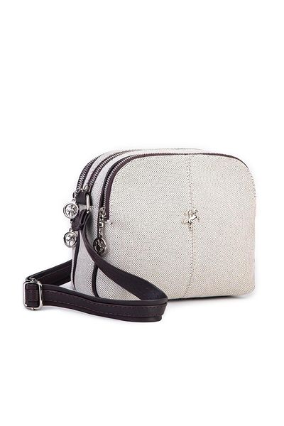 Nas Bag Γυναικεία τσάντα χιαστί πολλαπλών ματιών από καμβά καφέ άμμου
