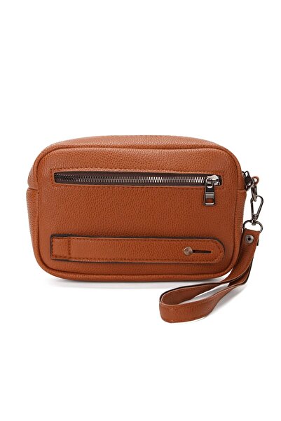 Newish Men's Tan Hand Strap Portfolio Clutch Handbag