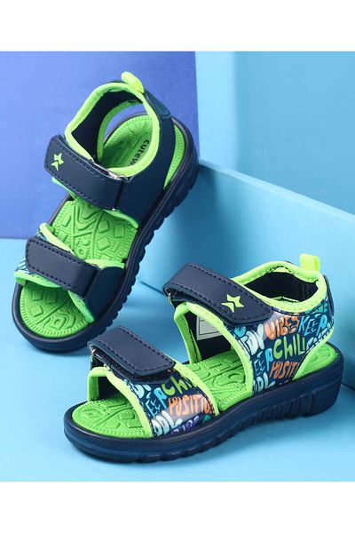 Cute Walk by Babyhug Cute Walk by Babyhug Velcro Closure Sandals with Text Print - Green