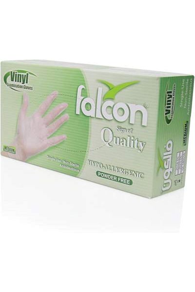 Falcon Vinyl Gloves - Clear Powder Free (M)