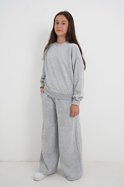 HayKids Set de trening pentru fete, cu pantaloni largi, din țesătură cu două ...