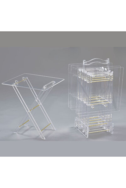 Al Saada Home Acrylic Dining Table Set 4-Piece Gold with Holder