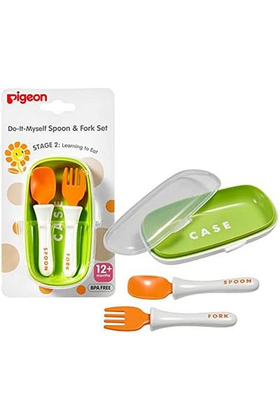 Pigeon Spoon and Fork Set with Travel Case, Multicolor