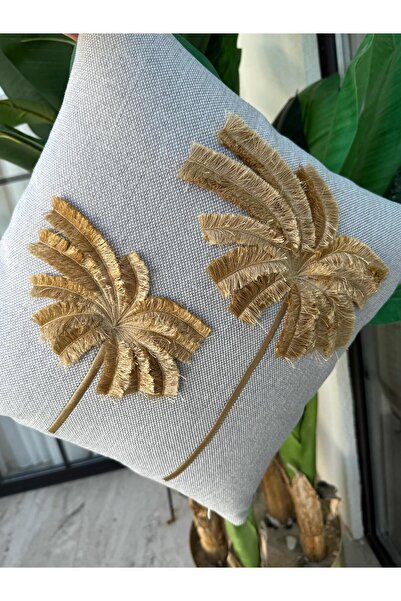 ref crea Palm Deneli Throw Pillow Cover Brown