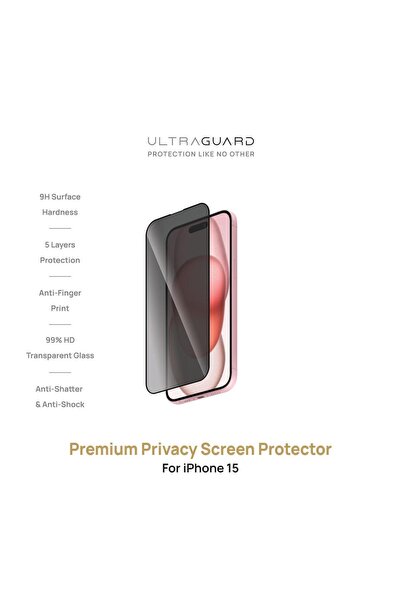 ULTRAGUARD واقي شاشة الخصوصية المتميز لجهاز iPhone 15
