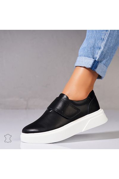 Joana Black Zeyda Genuine Leather Sneakers