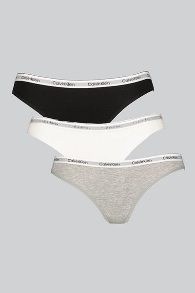 Calvin Klein , Set of panties with logo - 3 pairs, White, Black, Grey melange, S