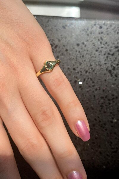 Spossy Silver Jewelry 925 Ayar Gümüş, Gold, Yeşil Damla Taşlı Eklem/Serçe Par...