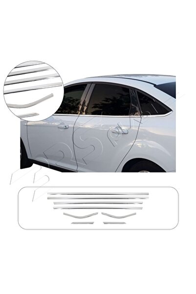 BRSPLAST Ford Focus 3 HB Uyumlu 2011 ve Üzeri Krom Cam Çıtası 8 Parça Paslanm...