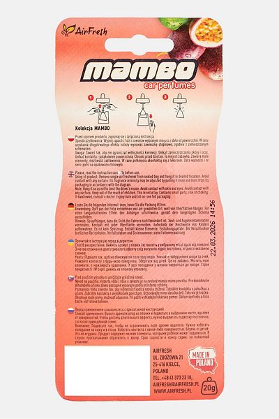 AIR FRESH Mambo Passion Fruit Car Perfumes, Red