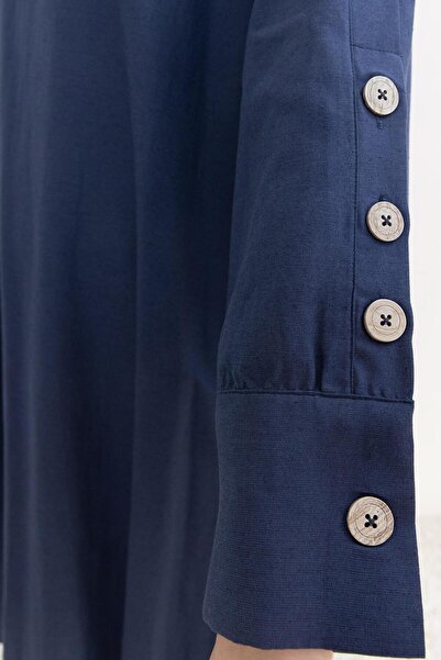 ALLDAY Λινό τουνίκ με μανικετόκουμπα Indigo