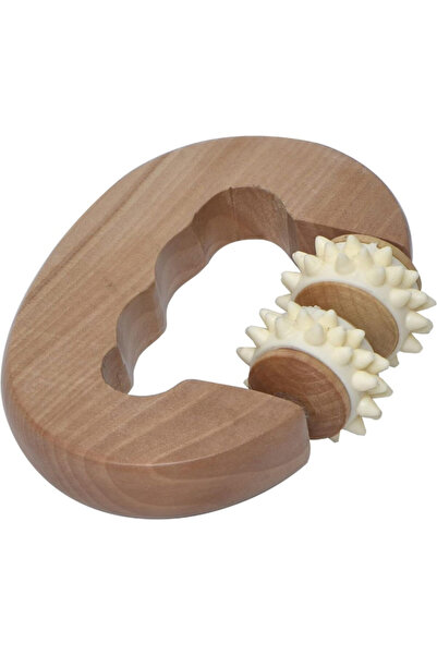 Evideco أسطوانة تدليك الجسم الخشبية الصديقة للبشرة مع عجلات مدببة 12 × 9 سم