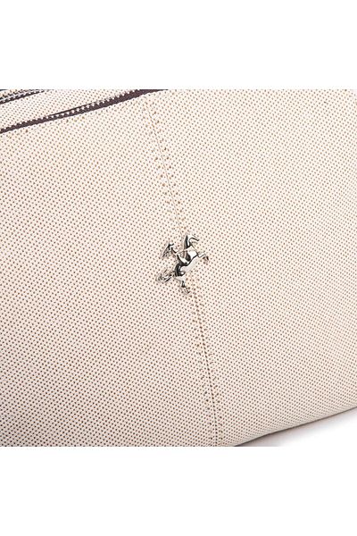 Nas Bag Γυναικεία τσάντα χιαστί πολλαπλών ματιών Κρεμ καφέ καμβάς