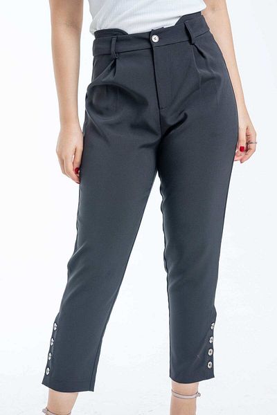 mica Classic Women's Solid High-Waisted Trousers