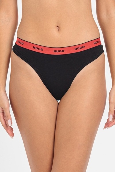 HUGO , Tanga Briefs with Logo, Red, Black, M