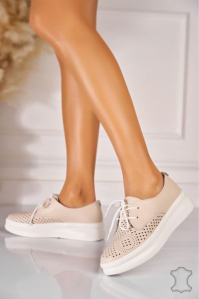 Joana Beige Eilish Genuine Leather Sneakers