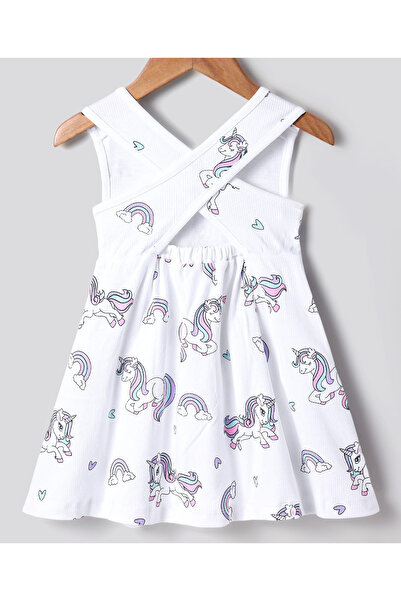Bonfino Unicorn Printed Dress - White