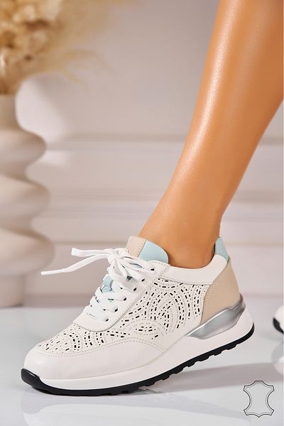 Joana Blue Oriana Natural Leather Sneakers
