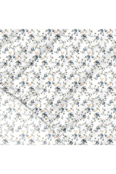 Evim Arora 100% βαμβακερό διπλό σεντόνι Indigo - 160x200+30 cm