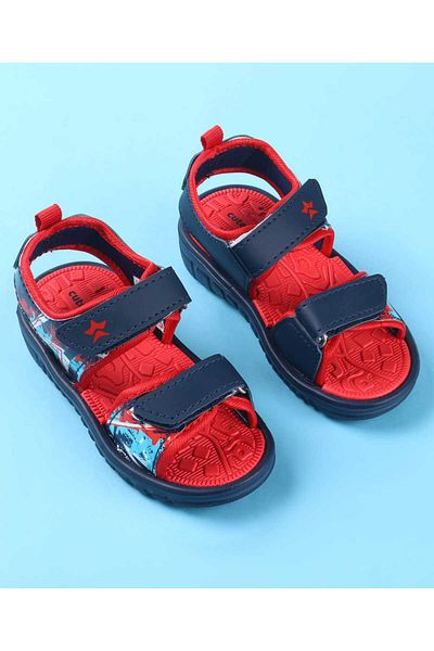 Cute Walk by Babyhug Cute Walk by Babyhug Velcro Closure Sandals with Print - Navy Blue & Red