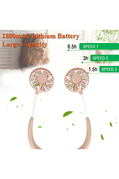 Generic ZY-A1 Wearable Sports Fan – Portable, Rechargeable, Hands-Free Neck Fan Light Pink