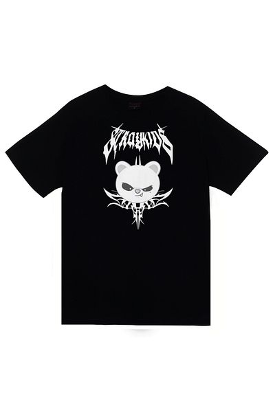 fame-stoned Stray Kids Skzoo Jiniret Character Printed Unisex 100% Cotton Black T-Shirt