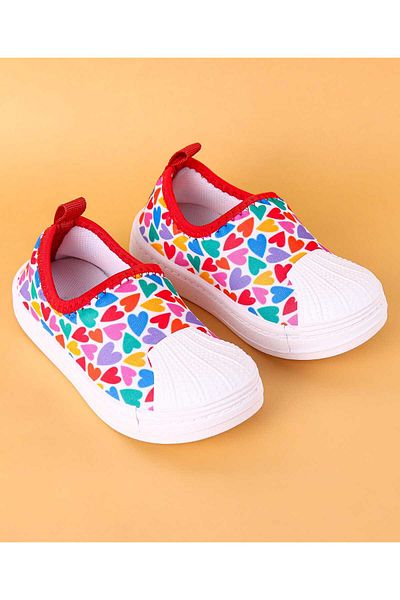 Cute Walk by Babyhug Cute Walk by Babyhug Slip On Casual Shoes With Heart Print - Red