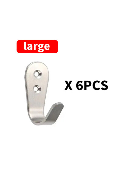 Choice1 silver-Large-6pcs Wall coat hooks, 6 packs of black coat hooks, wall ...