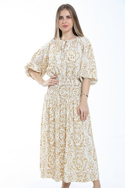 mica Women's High-Waisted Printed Midi Skirt