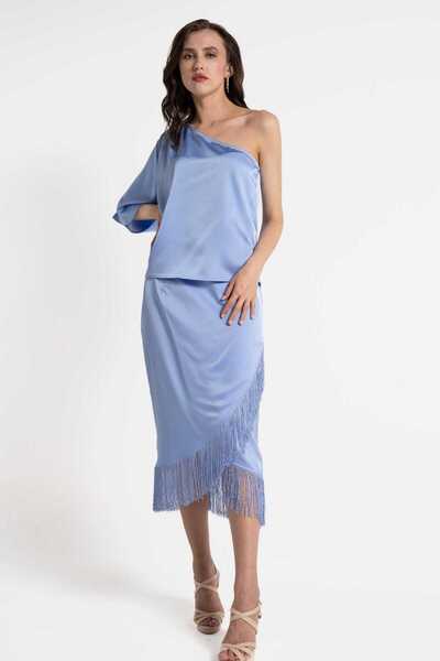 mica تنورة نسائية ناعمة متوسطة الطول مع ربطات عنق