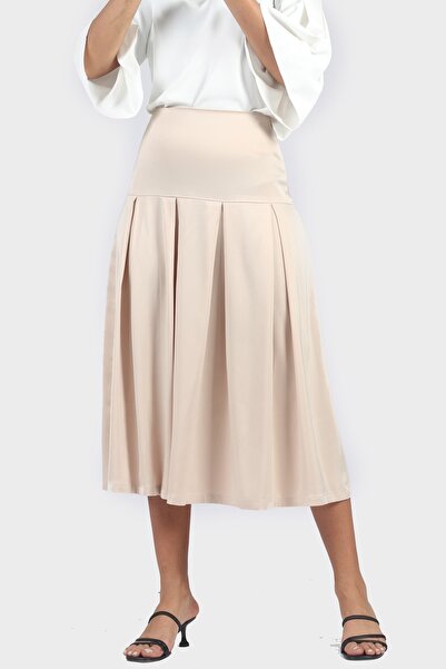 mica Women's High-Waisted Solid Midi Flared Skirt
