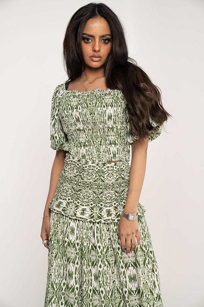 mica Women's Short Sleeve Printed Tube Blouse