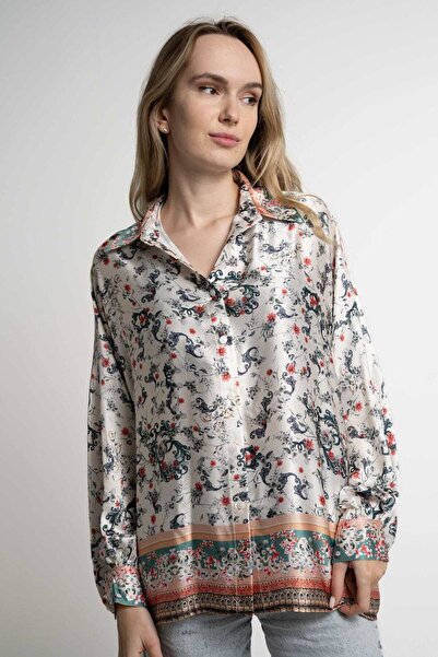 mica Women's Long Sleeve Floral Print Shirt