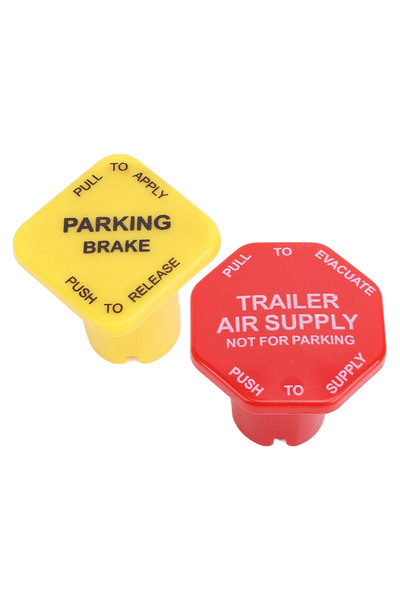Choice A Yellow Semi Truck Parking Brake Knob Vibrant Color 25110977 Push Pull Valves Red Trailer Air Brak.