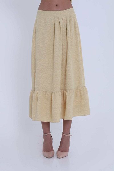 mica Women's Pleated Midi Skirt with Ruffled Hem Design