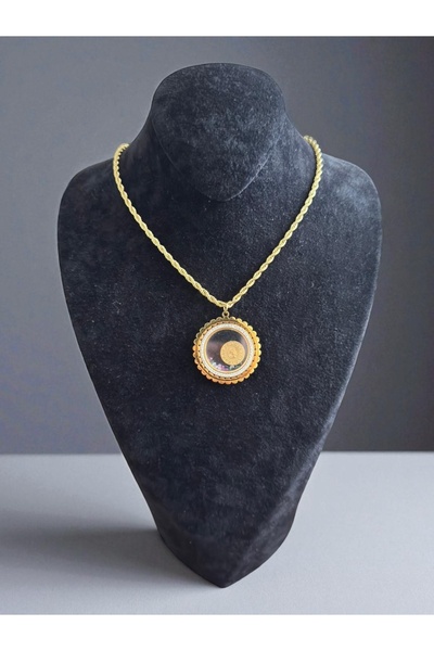 LAVDERUAR Burgu Zincirli Tuğralı Kolye 0032