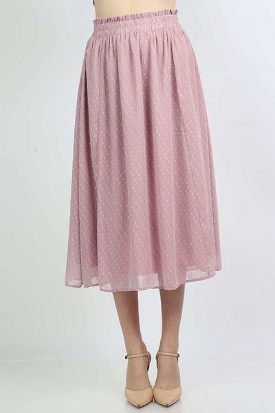 mica Puffed Midi Skirt with Embroidered Pattern