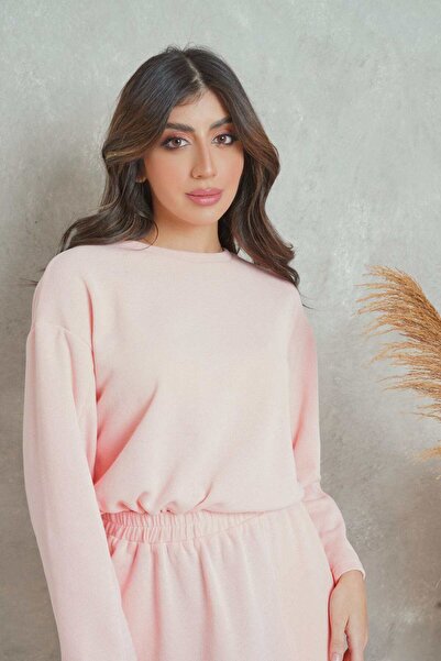 mica بلوزة نسائية كبيرة الحجم من القطن بأكمام طويلة ورقبة دائرية