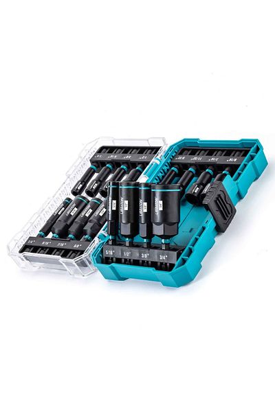 LıBRATON 16 PCS Set 16xMagnetic Nut Driver Set SAE Nut Driver for Impact Drill Deep Nut Driver Set Impact Dri