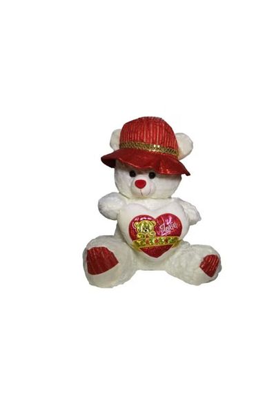 E EFRALL White Teddy Bear with Heart and Hat, 55 cm - Concept E Efrall
