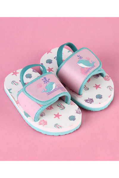 Babyoye Sea Life Printed Flip Flops with Back Strap - White
