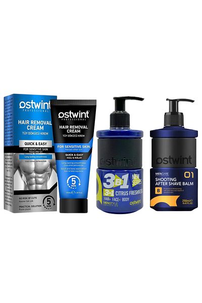 Ostwint Depilatory Cream for Sensitive Skin 100ml 3 in 1 Shower Gel 250ml After Shave Balm 01 250ml