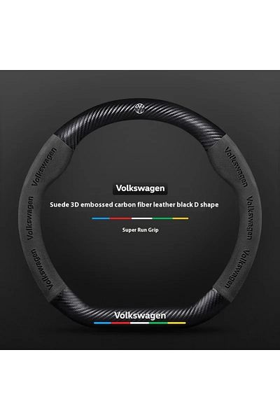 Volkswagen D Style Black Car Anti-Slip Suede Steering Wheel Cover For Passat Golf GTI Beetle Tiguan