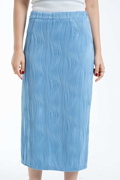 mica Women's Long Midi Skirt with Asymmetrical Stripes