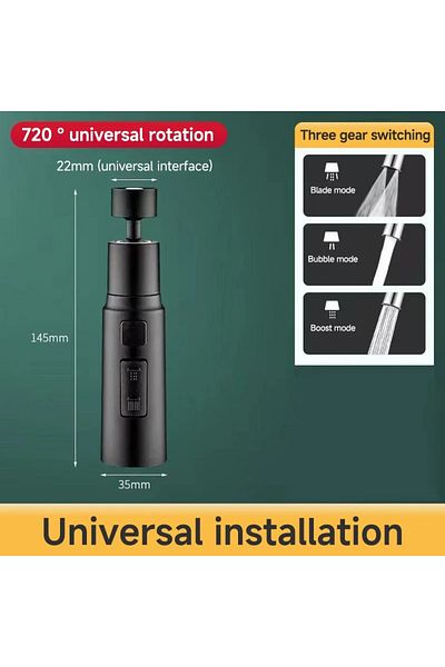 Choice black 1pc 3 Three ModesFaucet Extender Metal Alloy Head Water Saver Home Extended Shower Spray Filte