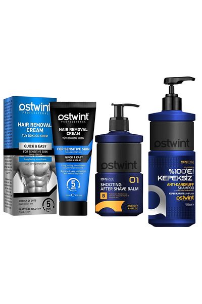 Ostwint Depilatory Cream for Sensitive Skin 100ml After Shave Balm 250ml Anti-Dandruff Loss Shampoo 1000ml